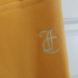 Juicy Couture Gold Velour Track Pants Size M Honey Amber Y2K Bootcut Lounge